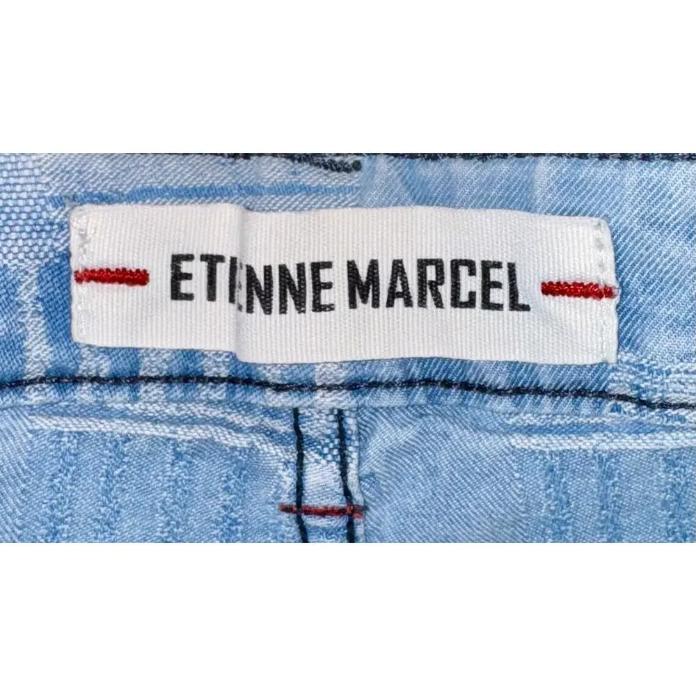 Etienne Marcel Patchwork Jean Shorts Women's Size 27 Hot Pants Blue Low Rise - Picture 4 of 10